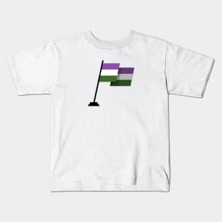 Large Waving Flag in Genderqueer Pride Flag Colors Kids T-Shirt